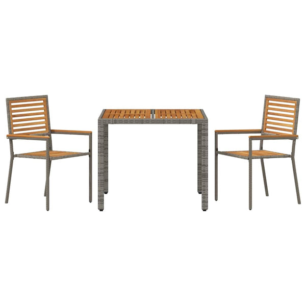 vidaXL Garden Dining Set 3 pcs Grey and Brown Poly Rattan