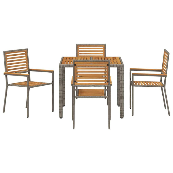 vidaXL Garden Dining Set 5 pcs Grey and Brown Poly Rattan