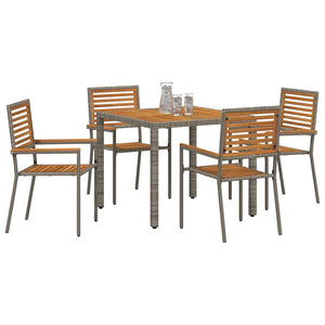vidaXL Garden Dining Set 5 pcs Grey and Brown Poly Rattan