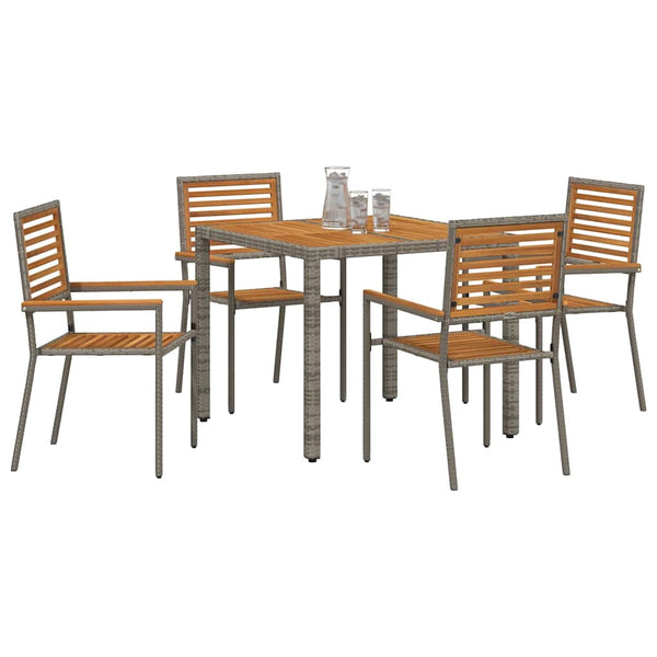vidaXL Garden Dining Set 5 pcs Grey and Brown Poly Rattan