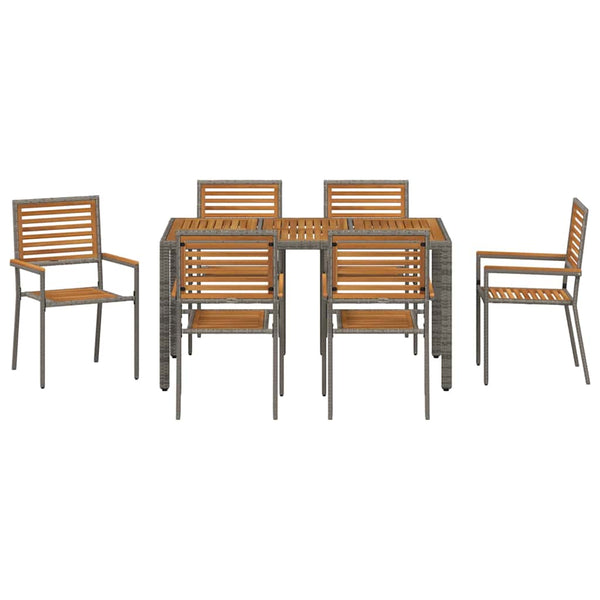 vidaXL Garden Dining Set 7 pcs Grey and Brown Poly Rattan