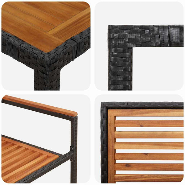 vidaXL Garden Dining Set 9 pcs Black and Brown Poly Rattan