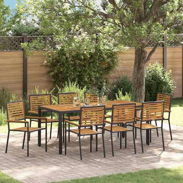 vidaXL Garden Dining Set 9 pcs Black and Brown Poly Rattan