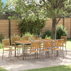 vidaXL Garden Dining Set 9 pcs Gray and Brown Poly Rattan
