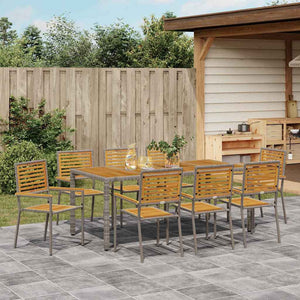 vidaXL Garden Dining Set 9 pcs Gray and Brown Poly Rattan