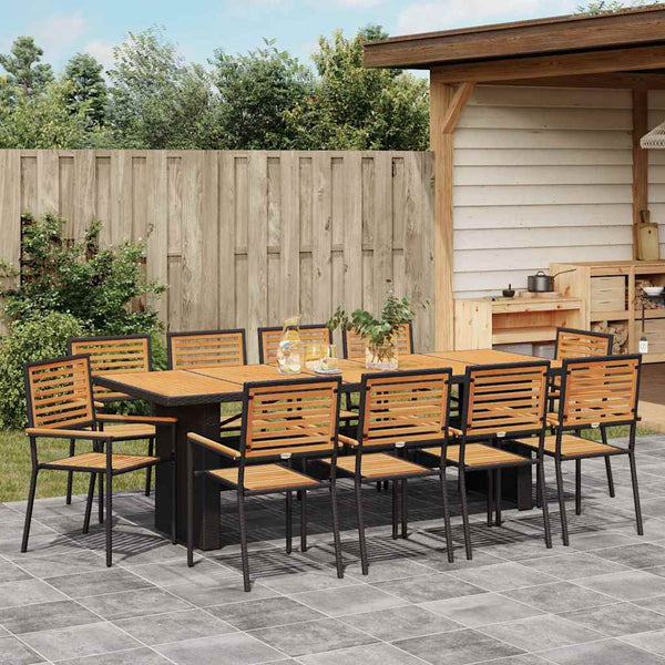vidaXL Garden Dining Set 11 pcs Black and Brown Poly Rattan