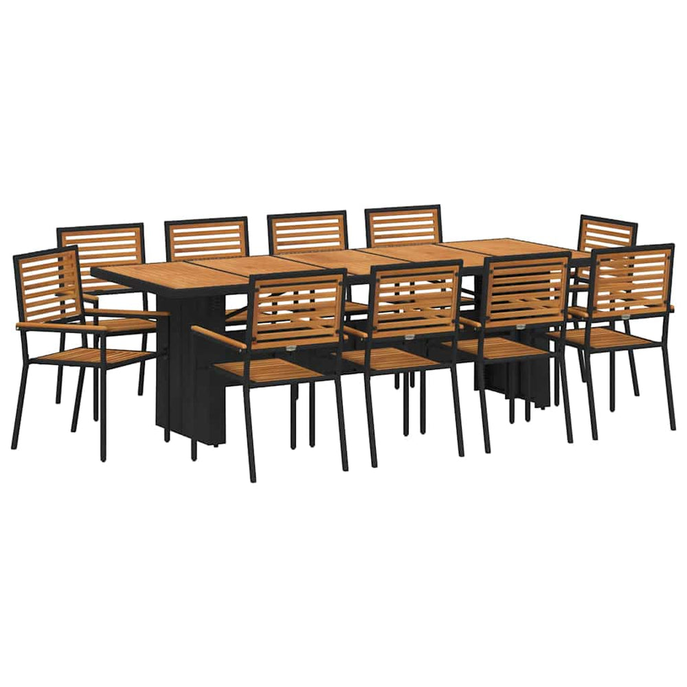 vidaXL Garden Dining Set 11 pcs Black and Brown Poly Rattan
