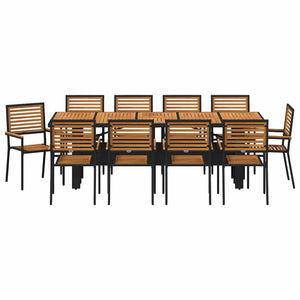 vidaXL Garden Dining Set 11 pcs Black and Brown Poly Rattan