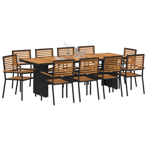 vidaXL Garden Dining Set 11 pcs Black and Brown Poly Rattan