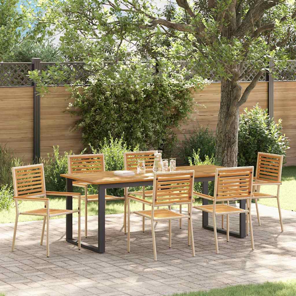 vidaXL Outdoor Dining Set 7 pcs Beige Solid Acacia Wood