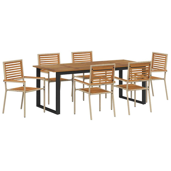 vidaXL Outdoor Dining Set 7 pcs Beige Solid Acacia Wood