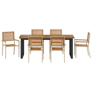 vidaXL Outdoor Dining Set 7 pcs Beige Solid Acacia Wood