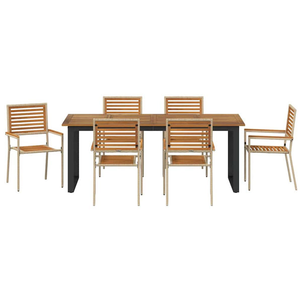 vidaXL Outdoor Dining Set 7 pcs Beige Solid Acacia Wood