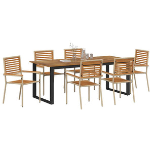 vidaXL Outdoor Dining Set 7 pcs Beige Solid Acacia Wood