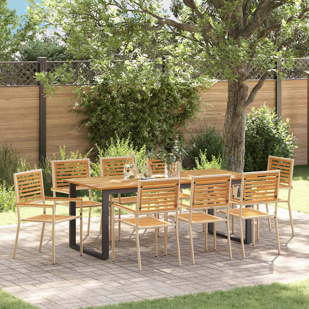 vidaXL Outdoor Dining Set 9 pcs Beige Solid Acacia Wood