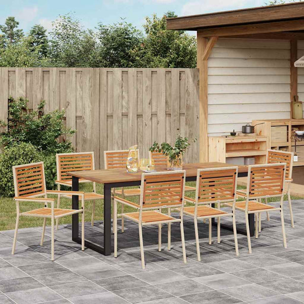 vidaXL Outdoor Dining Set 9 pcs Beige Solid Acacia Wood