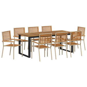 vidaXL Outdoor Dining Set 9 pcs Beige Solid Acacia Wood