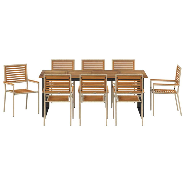 vidaXL Outdoor Dining Set 9 pcs Beige Solid Acacia Wood