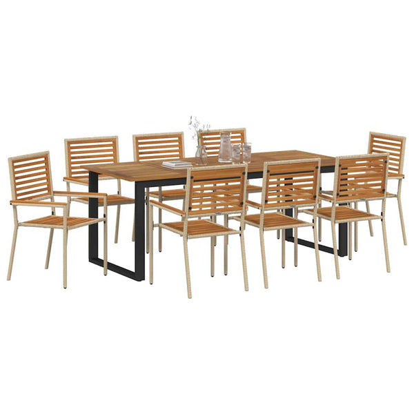 vidaXL Outdoor Dining Set 9 pcs Beige Solid Acacia Wood