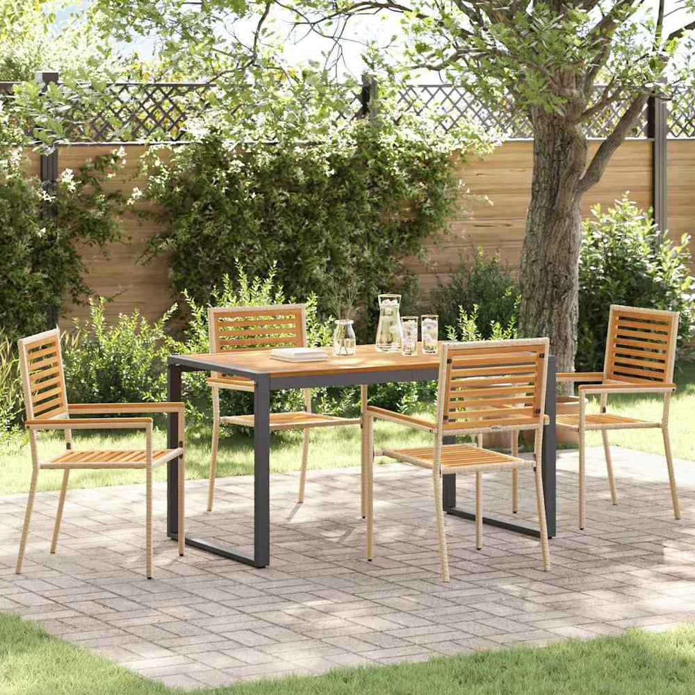 vidaXL Garden Dining Set 5 Pieces Beige and Brown Poly Rattan