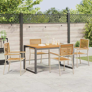 vidaXL Garden Dining Set 5 Pieces Beige and Brown Poly Rattan