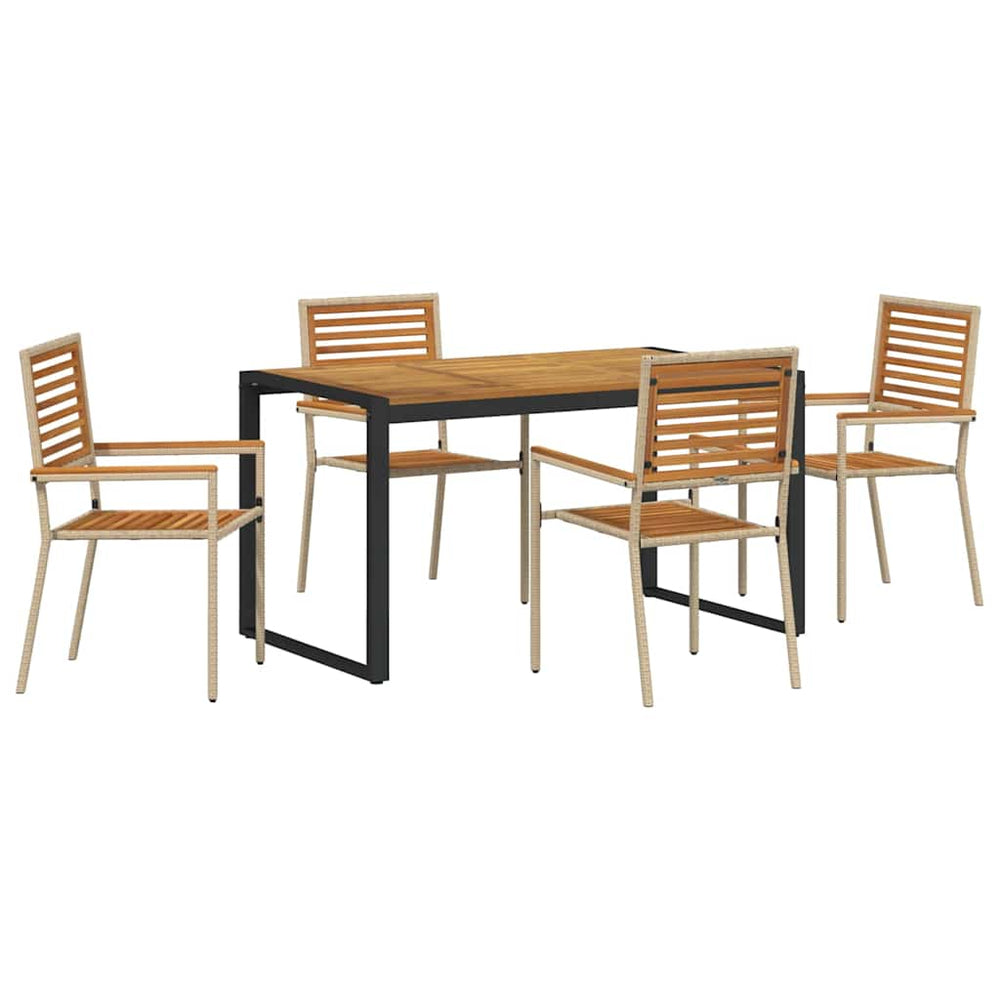 vidaXL Garden Dining Set 5 Pieces Beige and Brown Poly Rattan