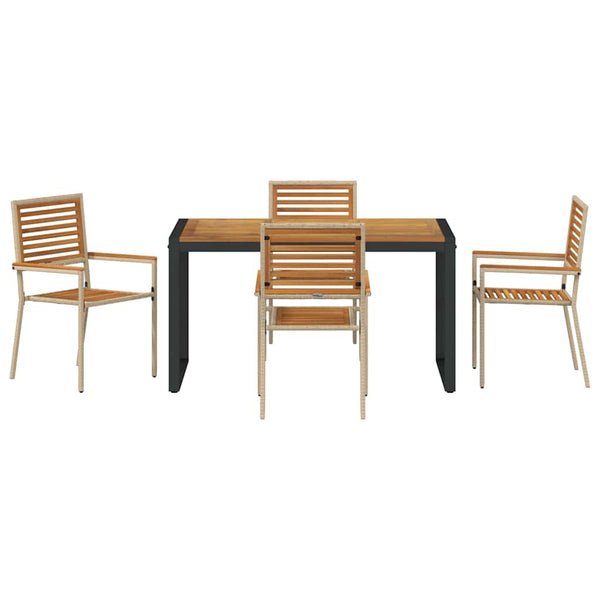 vidaXL Garden Dining Set 5 Pieces Beige and Brown Poly Rattan