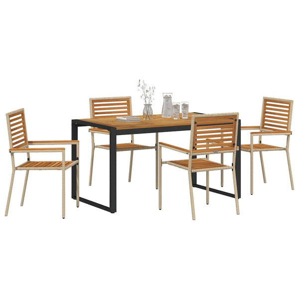 vidaXL Garden Dining Set 5 Pieces Beige and Brown Poly Rattan