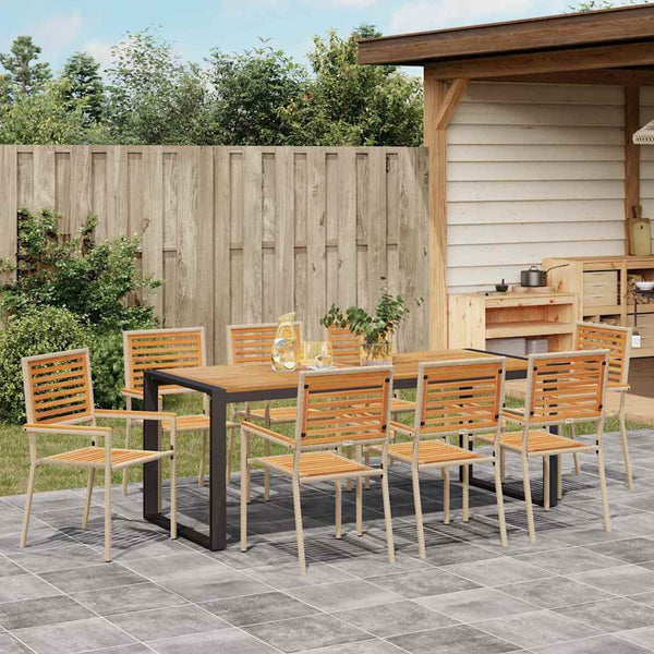 vidaXL Garden Dining Set 9 pcs Beige and Brown Poly Rattan