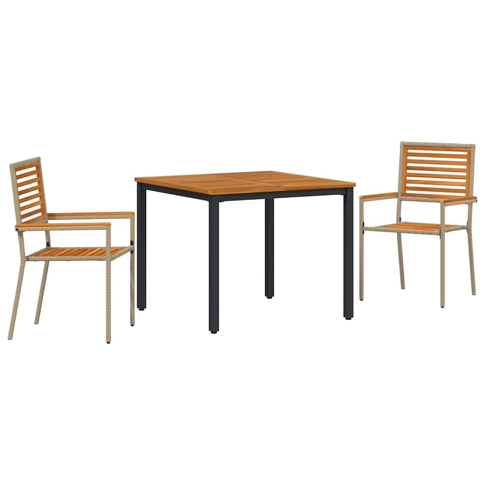 vidaXL Garden Dining Set 3 pcs Beige and Brown Poly Rattan