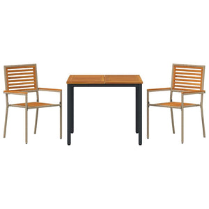 vidaXL Garden Dining Set 3 pcs Beige and Brown Poly Rattan