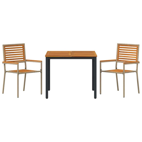 vidaXL Garden Dining Set 3 pcs Beige and Brown Poly Rattan