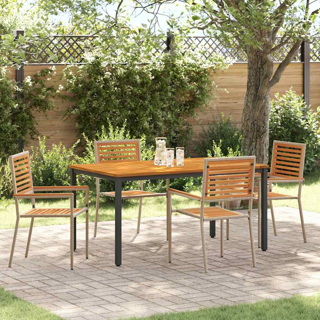 vidaXL Garden Dining Set 4 pcs Beige and Brown Poly Rattan