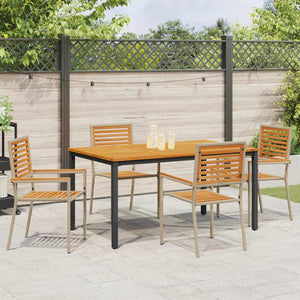 vidaXL Garden Dining Set 4 pcs Beige and Brown Poly Rattan