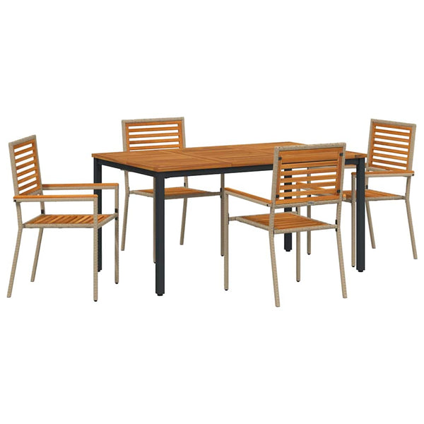 vidaXL Garden Dining Set 4 pcs Beige and Brown Poly Rattan