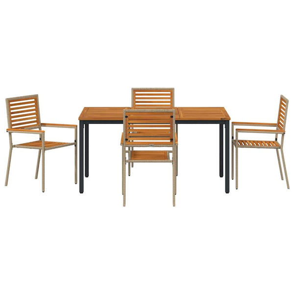 vidaXL Garden Dining Set 4 pcs Beige and Brown Poly Rattan