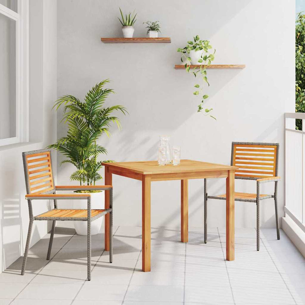 vidaXL Garden Dining Set 3 pcs Grey Solid Acacia Wood