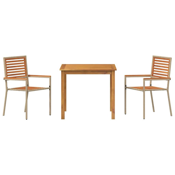 vidaXL Garden Dining Set 3 pcs Beige Solid Acacia Wood
