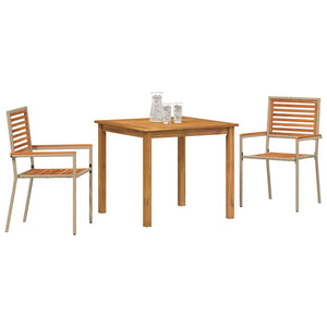 vidaXL Garden Dining Set 3 pcs Beige Solid Acacia Wood