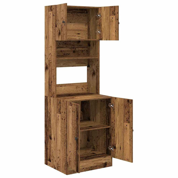 vidaXL Kitchen Sideboard with Shelves and Door 2 pcs Reclaimed Wood 60 x 50 x 180 cm