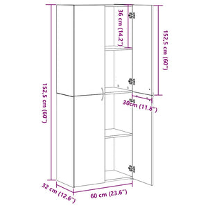 vidaXL Office Cabinet Reclaimed Wood 60 x 32 x 152.5 cm Engineered Wood