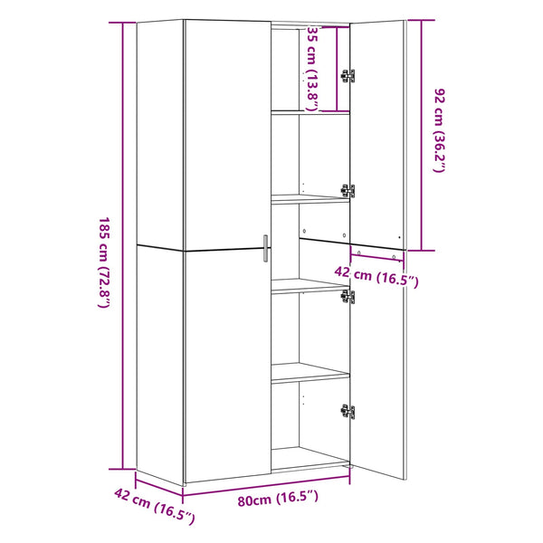 vidaXL Highboard 2 pcs Black Oak Look 80 x 42 x 185 cm