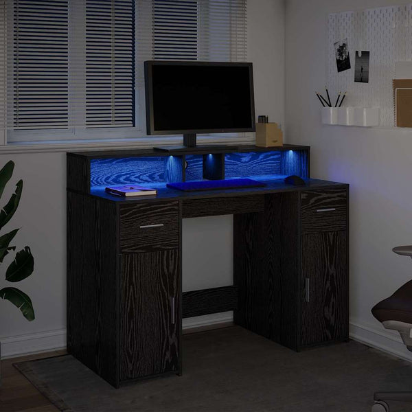 vidaXL Desk Black Oak 120 x 55 x 91 cm Engineered Wood