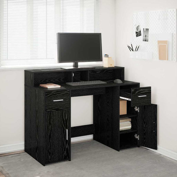 vidaXL Desk Black Oak 120 x 55 x 91 cm Engineered Wood