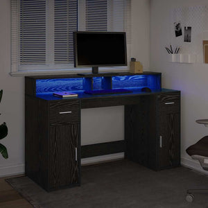 vidaXL Desk Black Oak 140 x 55 x 91 cm Engineered Wood