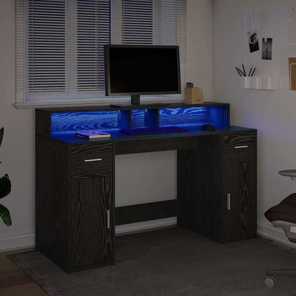 vidaXL Desk Black Oak 140 x 55 x 91 cm Engineered Wood