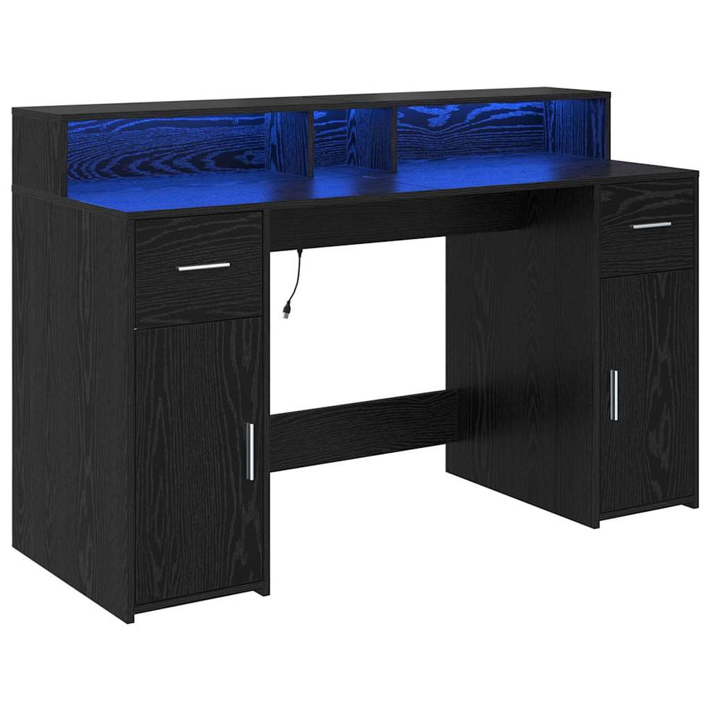 vidaXL Desk Black Oak 140 x 55 x 91 cm Engineered Wood