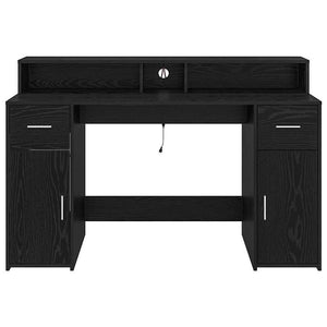 vidaXL Desk Black Oak 140 x 55 x 91 cm Engineered Wood