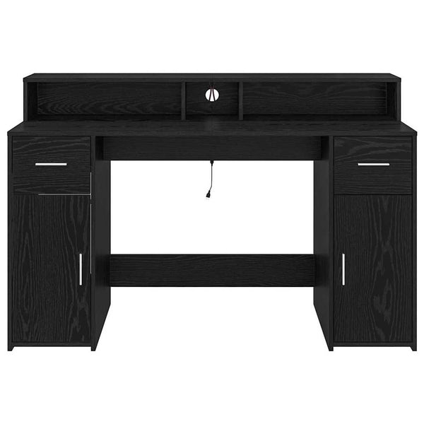 vidaXL Desk Black Oak 140 x 55 x 91 cm Engineered Wood