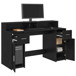 vidaXL Desk Black Oak 140 x 55 x 91 cm Engineered Wood